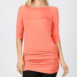 Coral Scrunch Top